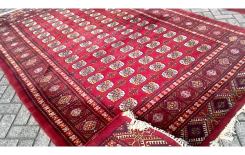 TEPPICH ROT BLAU HANDGEKNÖPFT