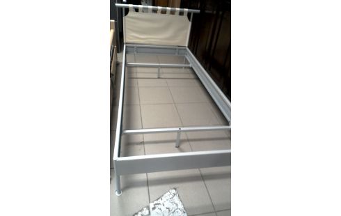 BETT 90X200 GRAU METALL OHNE, , LATTENROST