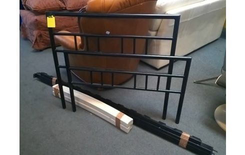 LIT METAL NOIR 90X190 AVEC LATTES