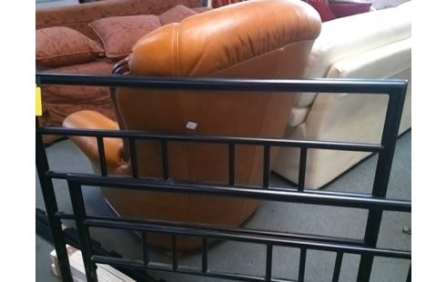 LIT METAL NOIR 90X190 AVEC LATTES