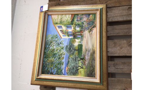 PEINTURE MAISON DE CAMPAGNE CADRE DORÉ