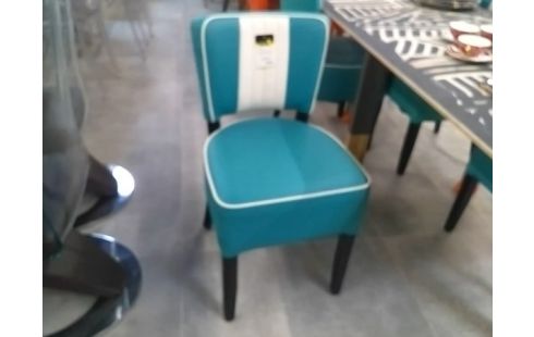 CHAISE SIMILI CUIR TURQUOISE STYLE DINNER