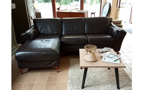 CANAPE D'ANGLE cuir pied bois élégant