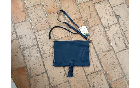 SAC BANDOULIERE daul/cuir bleu