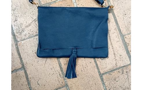 SAC BANDOULIERE daul/cuir bleu