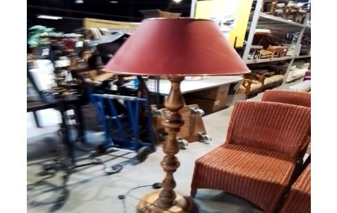 LAMPADAIRE BOIS ABAT JOUR ROUGE