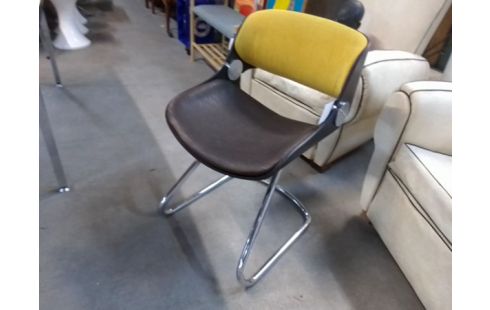 FAUTEUIL TISSU JAUNE MARRON
