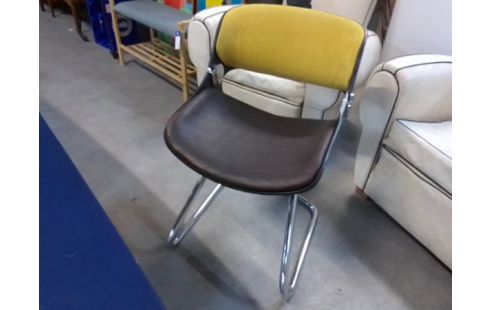 FAUTEUIL TISSU JAUNE MARRON