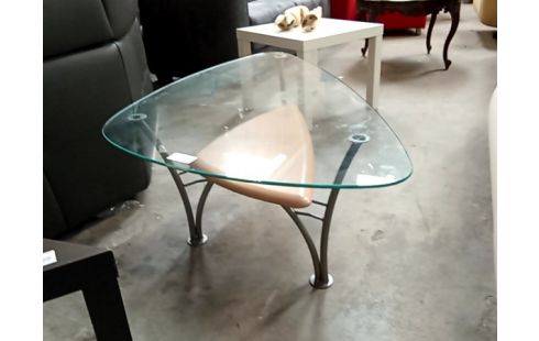 TABLE BASSE verre et stratifie ovalisante