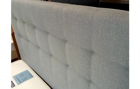 LIT boxpring 180/200 tete de lit tissu gris