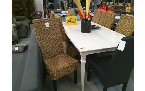 CHAISE ST COLONIAL ROTIN & ACAJOU LOT DE 6