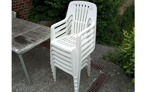 CHAISE DE JARDIN PVC BLANC CURVER LOT 6