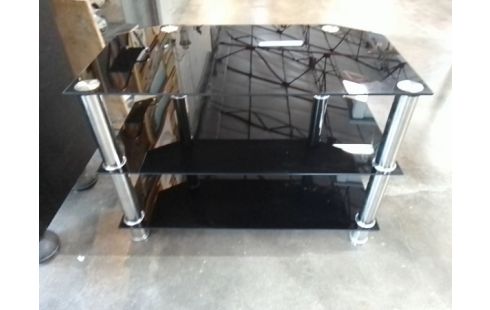 MEUBLE TV VERRE TREMPÉ NOIR