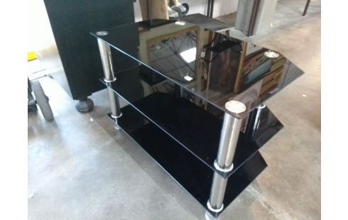 MEUBLE TV VERRE TREMPÉ NOIR
