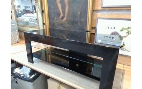 MEUBLE TV VERRE TREMPÉ NOIR