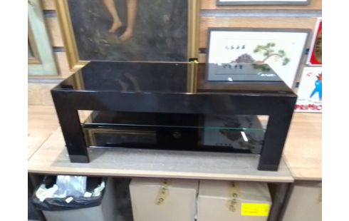 MEUBLE TV VERRE TREMPÉ NOIR