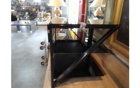 MEUBLE TV VERRE TREMPÉ NOIR