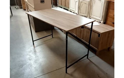 BUREAU aspect bois pied metal noir