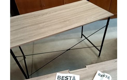 BUREAU aspect bois pied metal noir