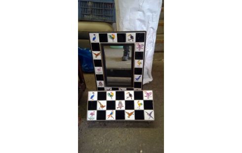 CONSOLE +MIROIR VINTAGE CARRELAGEW