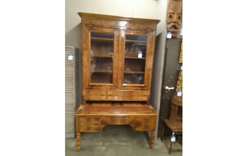 BUREAU SECRETAIRE RONCE DE NOYER VERNIS TAMPON