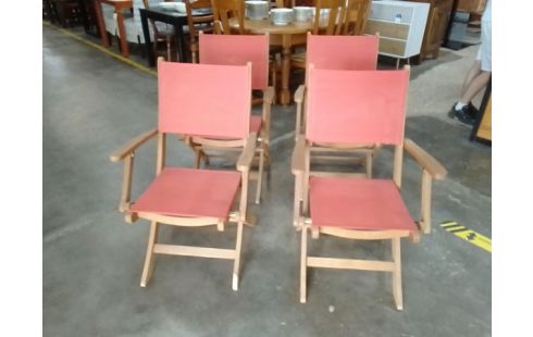 4 FAUTEUILS EXTERIEUR BOIS TISSU
