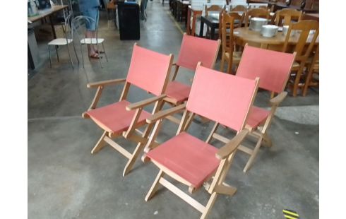 4 FAUTEUILS EXTERIEUR BOIS TISSU