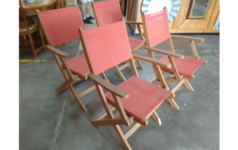 4 FAUTEUILS EXTERIEUR BOIS TISSU