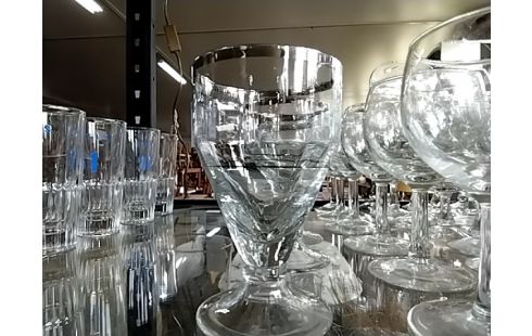 VERRES A PIED BORDURES ARGENTÉE LOT DE 3