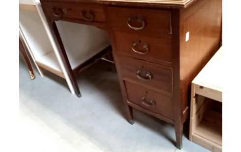 BUREAU acajou 3 tiroirs dessus feutre vert