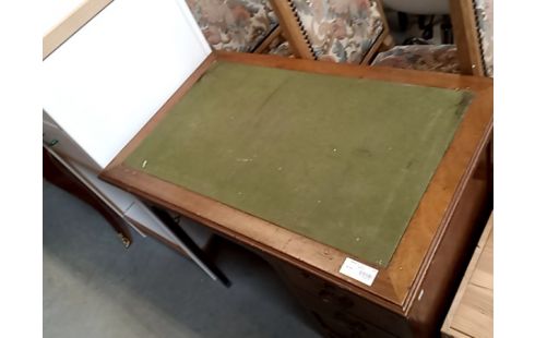 BUREAU acajou 3 tiroirs dessus feutre vert