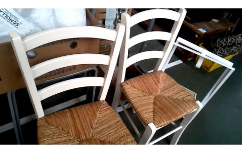2 CHAISES BLANCHE, , BOIS ASSISE PAILLEE