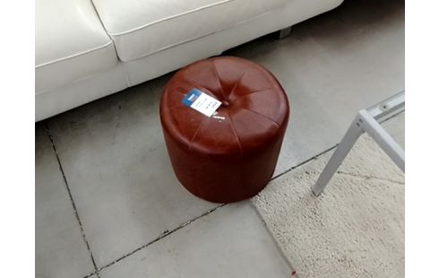 POUF CUIR MARRON