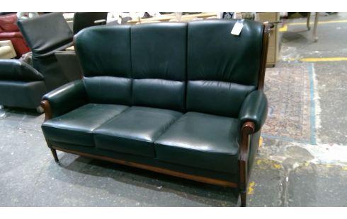 SALON EN CUIR VERT 3PL + 2 FAUT