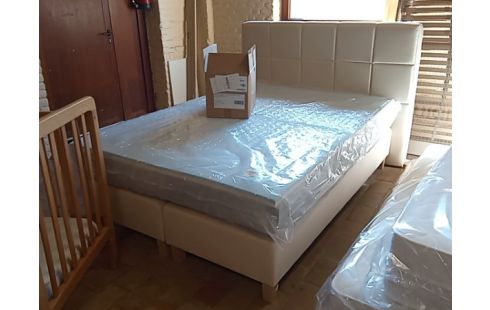LIT BOXSPRING TISSU BEIGE 140/200 EMMA + MATELAS