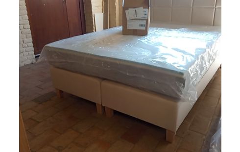 LIT BOXSPRING TISSU BEIGE 140/200 EMMA + MATELAS
