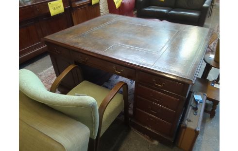 BUREAU ANGLAIS DOUBLE FACES CUIR VERT