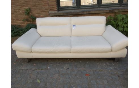 CANAPE ITALSOFA CUIR BLANC 3 PLACES  ACCUODOIRS REGLABLES