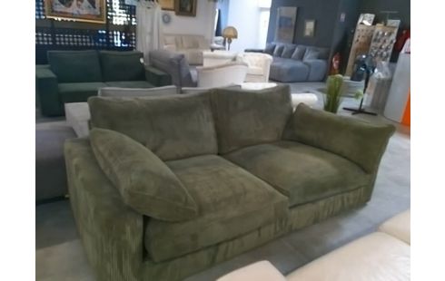 CANAPE 3 PLACES VELOURS COTELE VERT