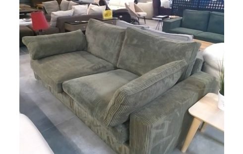 CANAPE 3 PLACES VELOURS COTELE VERT