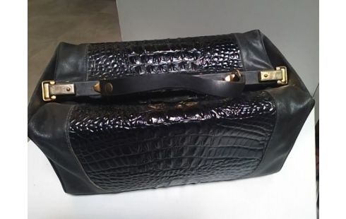SAC DE VOYAGE EN CUIR NOIR VINTAGE