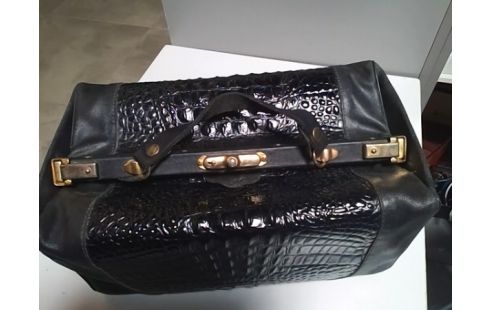SAC DE VOYAGE EN CUIR NOIR VINTAGE
