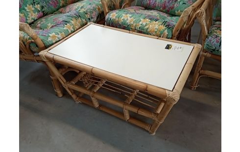 SALON DE JARDIN ROTIN TISSU FLEURI 2+1+1