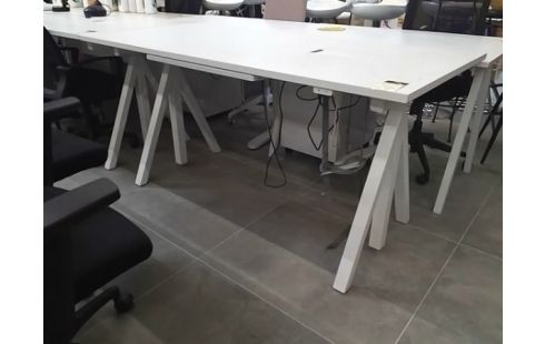 BUREAU BLANC ELECTRIQUE REGLABLE ASSIS DEBOUT