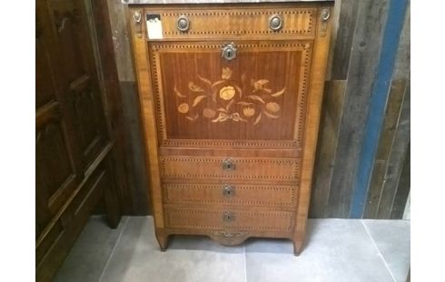SECRETAIRE MARQUETERIE FLEURS 4 TIROIRS ST LOUIS XVI