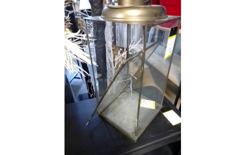 LANTERNE MÉTAL ET VERRE H 49 24X24CM