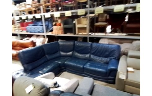 CANAPE D'ANGLE BLEU EN CUIR