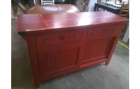 BAHUT BAS ST ASIATIQUE ROUGE 2 PORTES 2 TIROIRS