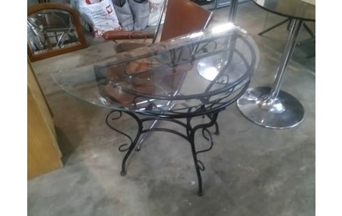 CONSOLE DEMI LUNE METAL VERRE