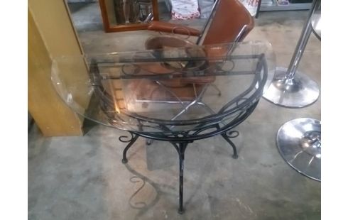 CONSOLE DEMI LUNE METAL VERRE